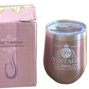 Rose Gold 12oz I Don’t Give A Sip Wine Insulated Tumbler W/ Lid Straw & Cleaner